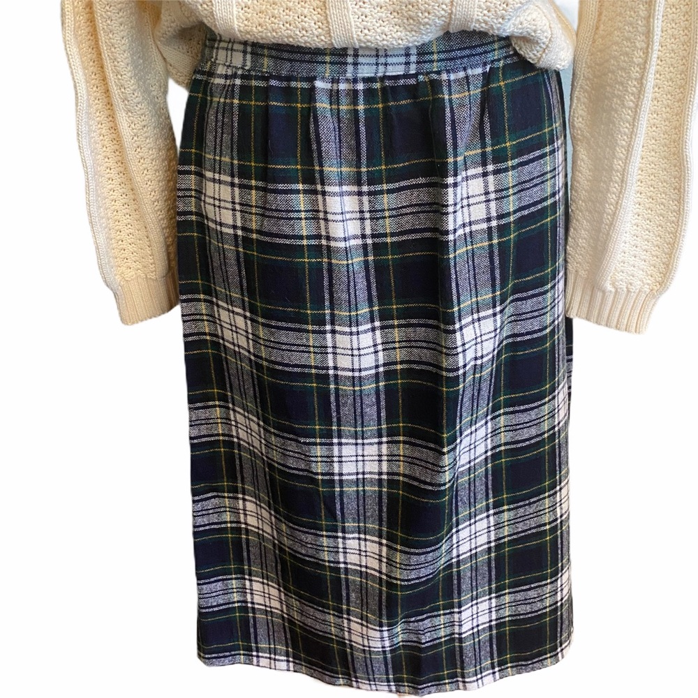 Vintage Plaid Wool Wrap Skirt w/Fringe Edge 16